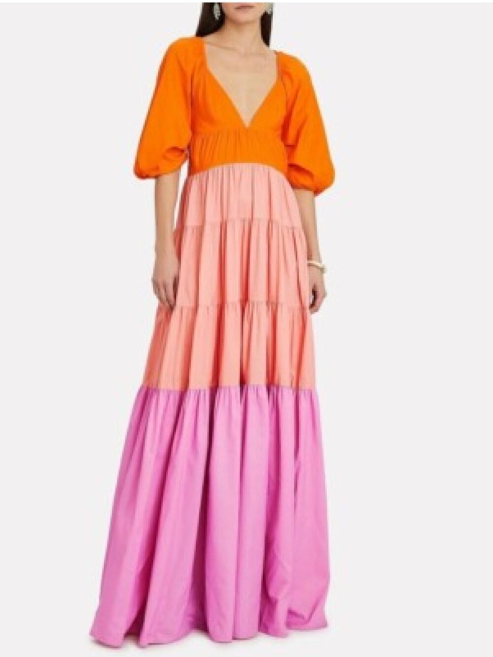 Staud Meadow Colorblock Empire Waist Maxi Dress
